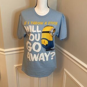 Minion T-shirt size Medium Go Away  Blue Tee